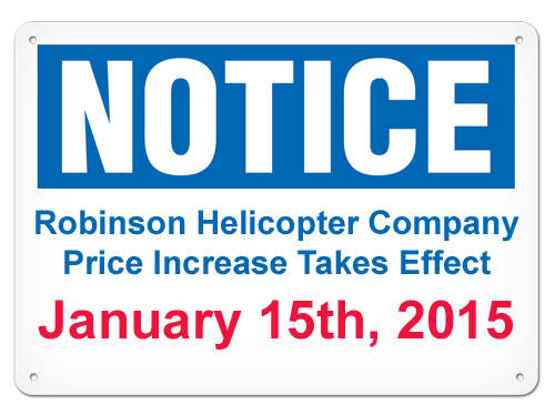 2015 Robinson Helicopter Company Price Changes